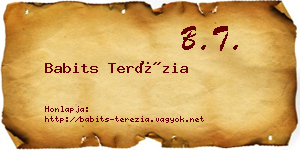 Babits Terézia névjegykártya